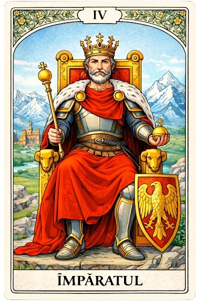 carte tarot Imparatul – arcană majoră, design clar și simboluri